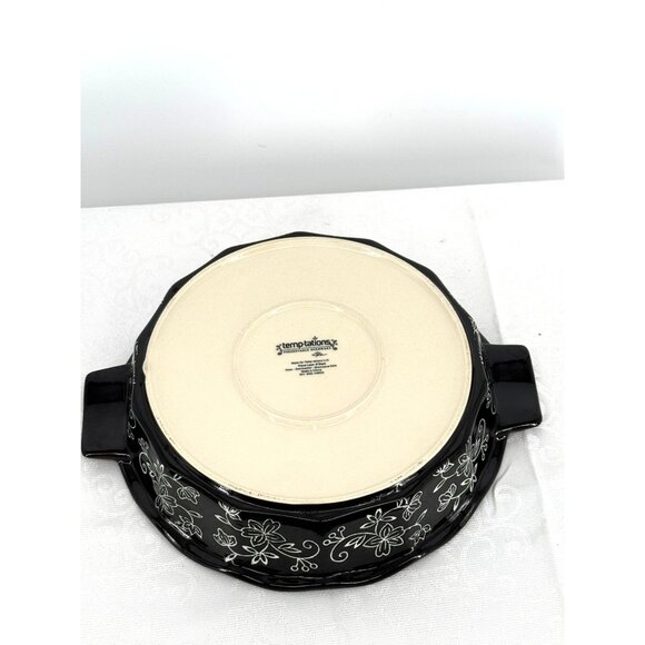 Temp-Tations Presentable Ovenware Floral Lace 9" Diam Pie Plate Scalloped Edges - Picture 3 of 5